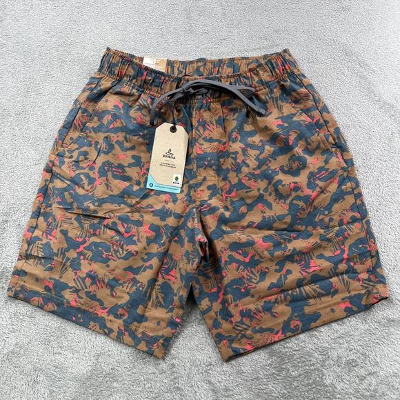 NEW PrAna S Metric E-Waist Zip Swim Trunks Small Fresca Camo 8” inseam 28” Waist - Picture 1 of 9